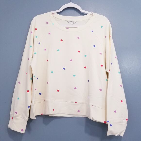 WildFox Oatmeal Hearts Print Sweatshirt and Short Lounge Co-Ord Sets - Picture 3 of 13